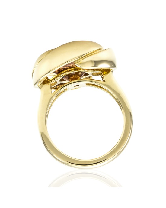 9.90ct Fancy Cut Orange Zircon and 0.12ctw Pave Diamond Ring in 18K Yellow Gold